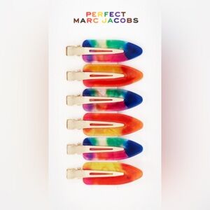 MARC JACOBS “PERFECT” Set of 6 Hair-clips Rainbow colors with gold tones
